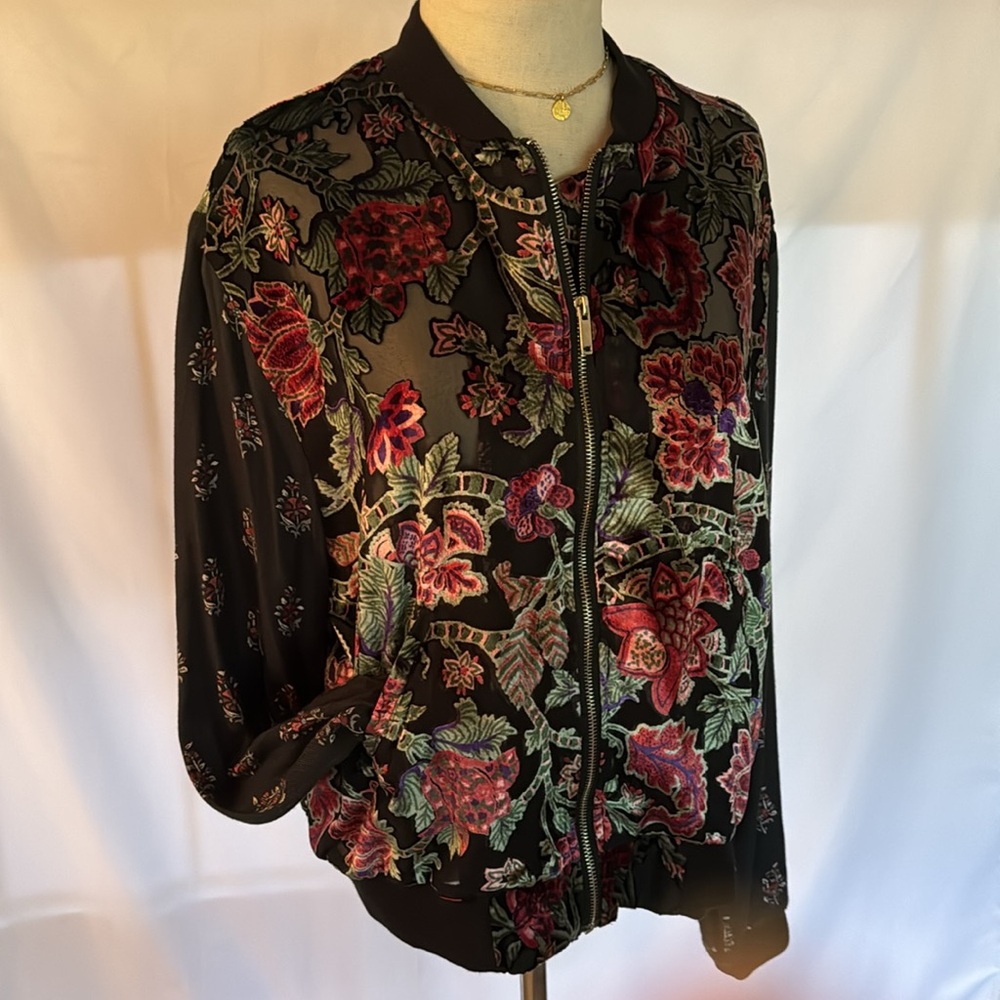 Burn out velvet bomber jacket
